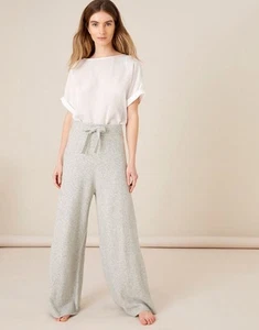 Monsoon Wide-leg Knit Lounge Trousers Grey Size XL - BNWT Wool Blend - Casual - Picture 1 of 11