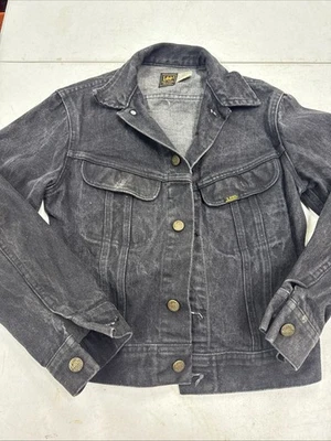 Chaqueta de mezclilla negra Lee Riders años 80 de colección hecha en EE. UU. para mujer pequeña 16 años 70 Foto 1 de 4