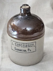 Antique Advertising Stoneware Jug - J. Kupczinsky, Shenandoah, PA - Picture 1 of 14