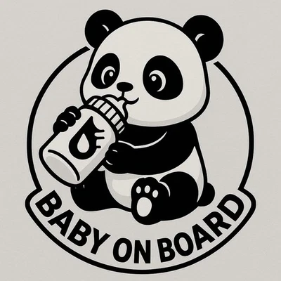 3x Baby on Board Panda Car Sticker 9 x 9 cm Sticker Baby Milk Bottle Tank Foto 1 de 3