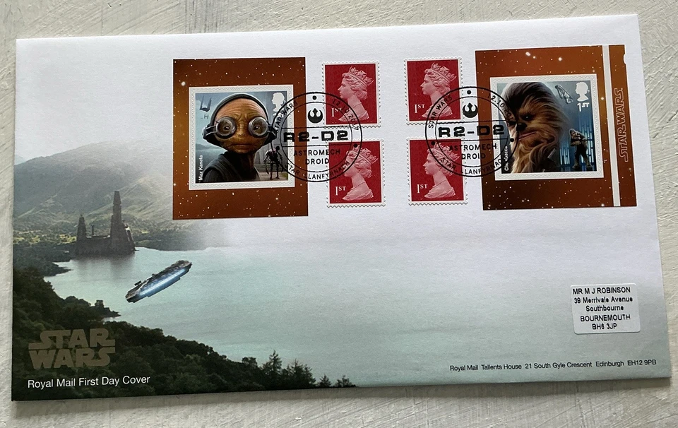 GB QEII 2017 Star Wars Machin Booklet RM FDC R2-D2 Astromech Droid SHS Rare - Image 1 of 4