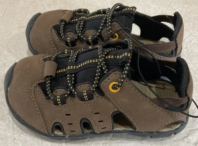 Falls Creek Kids Boys Rogue River Shoes Sandals Size 7 Elastic Laces Brown NEW - Image 1 of 4
