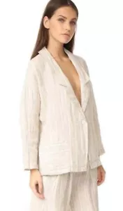 Free People Striped Textured Jacket Blazer Coat Top Cardigan Collared L 254964 - Picture 1 of 7