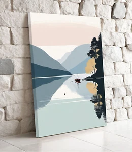 Lake District Boating #2 Minimalist Canvas Wall Art Print Artwork Decor - Picture 1 of 6