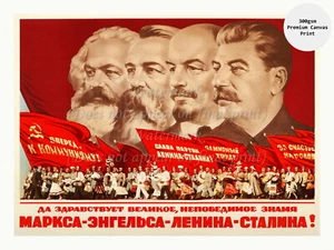 Soviet Russian Communism Poster on Canvas Print LENIN, STALIN, MARX, ENGELS - Picture 1 of 1