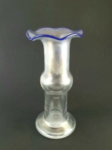 Vase Eisch Perlmutt irisierend blauer Rand H.: 24 cm signiert - Picture 1 of 8