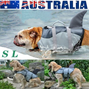 Shark Life Jacket Dog Buoyancy Aid Pet Swimming Boating Safety Vest Flotation AU - Picture 1 of 11