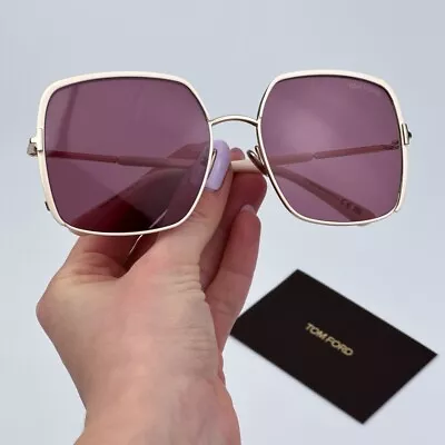 Tom Ford Women Sunglasses Rose Gold Violet Square RAPHAELA FT1006 32Y BRAND NEW - Image 1 of 4