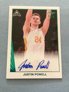 2021-22 Leaf Memories 1990 Base RC Auto Green # 5/50 Justin Powell #BA-JP1 Auto