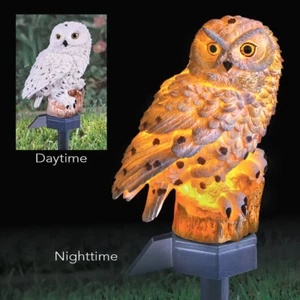 Solar LED White Owl Garden Stake Outdoor Decorative Lighted Pathway Yard Decor - Picture 1 of 6