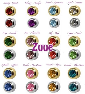 STUDEX PLUS BIRTHSTONES GOLD PLATED & STEEL BEZEL SET EAR PIERCING STUD EARRINGS - Picture 1 of 13