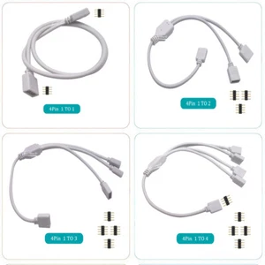 4 Pin Extension Spliter LED Connector Cable 1 to 1 2 3 4 for RGB Strip Light - Picture 1 of 13