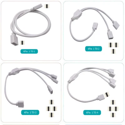 4 Pin Extension Spliter LED Connector Cable 1 to 1 2 3 4  for RGB Strip Light - Image 1 of 4