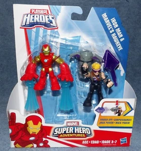 PLAYSKOOL 2016 MARVEL SUPER HERO ADVENTURES IRON MAN & MARVEL'S HAWKEYE SET - Picture 1 of 7