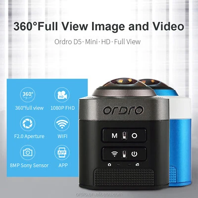 Cámara panorámica portátil ORDRO D5 360° HD 1080P mini WiFi cámara de acción Foto 1 de 4
