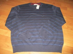NEW NWT MENS NAUTICA NAVY BLUE/BLUE STRIPED CREW NECK SWEATER SIZE XXL - Picture 1 of 2