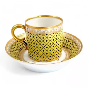 Dihl & Guérhard yellow porcelain cup and saucer, Duc d’Angoulême, 18th c, c 1790 - Picture 1 of 13