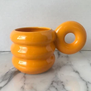 MUD WITCH California ceramic CHUBBY DONUT MUG orange art pottery XLNT! - Picture 1 of 5