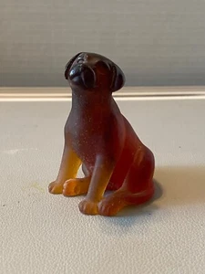 Vtg Daum Pate De Verre Brown Crystal Glass Art Decorative Dog Sculpture Animal - Picture 1 of 20