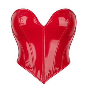 Sexy Damen Steampunk PVC Korsett Bustier Überbrust Schnürung glänzend Dessous Slim Top - Bild 1 von 12