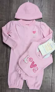 Baby Girl Clothes New Vintage Carter's 4pc Newborn Pink Love Convertible Outfit - Picture 1 of 5