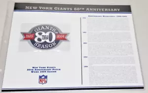 NEW YORK GIANTS ~ 80th ANNIVERSARY NFL TEAM PATCH Willabee Ward 2004 - Picture 1 of 2