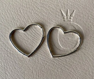 Genuine Pandora Silver Asymmetrical Heart Hoop Earrings ~297822 - Picture 1 of 6