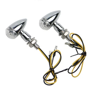 Chrome+Clear Lens Mini Bullet Universal Motors Turn Signal Light Indicator Light - Picture 1 of 7