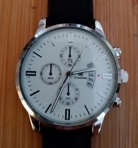 Orologio SHAARMS Da Uomo Moda Acciaio Inox Analogico al Quarzo Cinturino in Pelle Sintetica - Foto 1 di 3