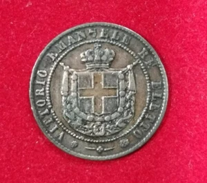 REGIERUNG DER TOSKANA VITTORIO EMANUELE KÖNIG GEWÄHLT 5 CENT 1859  - Bild 1 von 2
