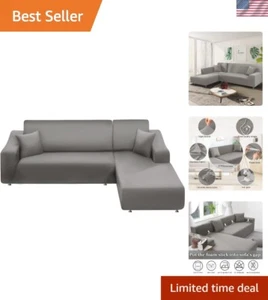 Couch Cover L Shape 2 Pieces Sofa Cover Soft Stretch Slipcovers with 2pcs Pil... - Picture 1 of 8