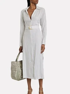 Jonathan Simkhai Women White Tallulah Striped Belted Shirtdress Size XS $395 NWT - Picture 1 of 9