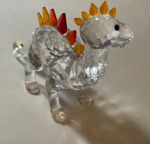 Swarovski Dino the Dinosaur Crystal Figurine with Orange and Red Spikes - Picture 1 of 5