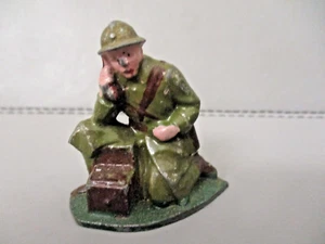 FIGURINE CL SOLDAT FANTASSIN TELEPHONISTE LR DC HR PLOMB CREUX 56mm - Imagen 1 de 2