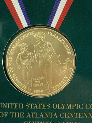 1996 Atlanta Centennial Olympic Games – Blind Runner Silver Dollar (Sealed) - Image 1 of 4