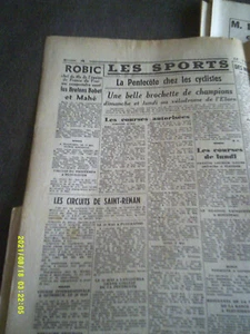CYCLISME 1947 48 BRETAGNE 7 JOURNAUX TELEGRAMME DE BREST ARTICLES JEAN ROBIC - Imagen 1 de 7