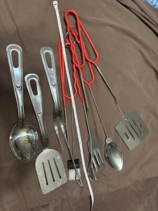 Utensils for Camping/Grilling Stainless Steel W/ Rubber On Handles Serving Uten - Picture 1 of 13