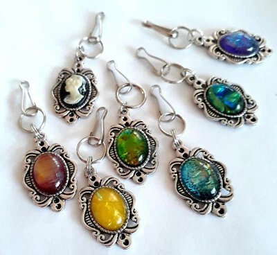 Charm argento arcobaleno zip estrattore-aiuto argento con cabochon mica - Immagine 1 di 4