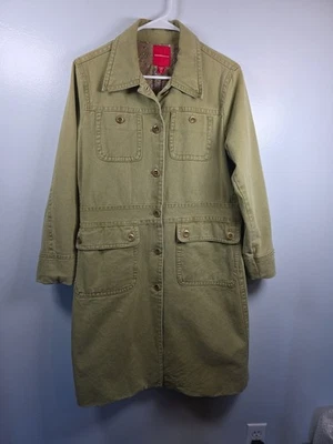 Abrigo vaquero largo para mujer, XL, verde oliva, 100 % algodón. Forrado  Foto 1 de 4