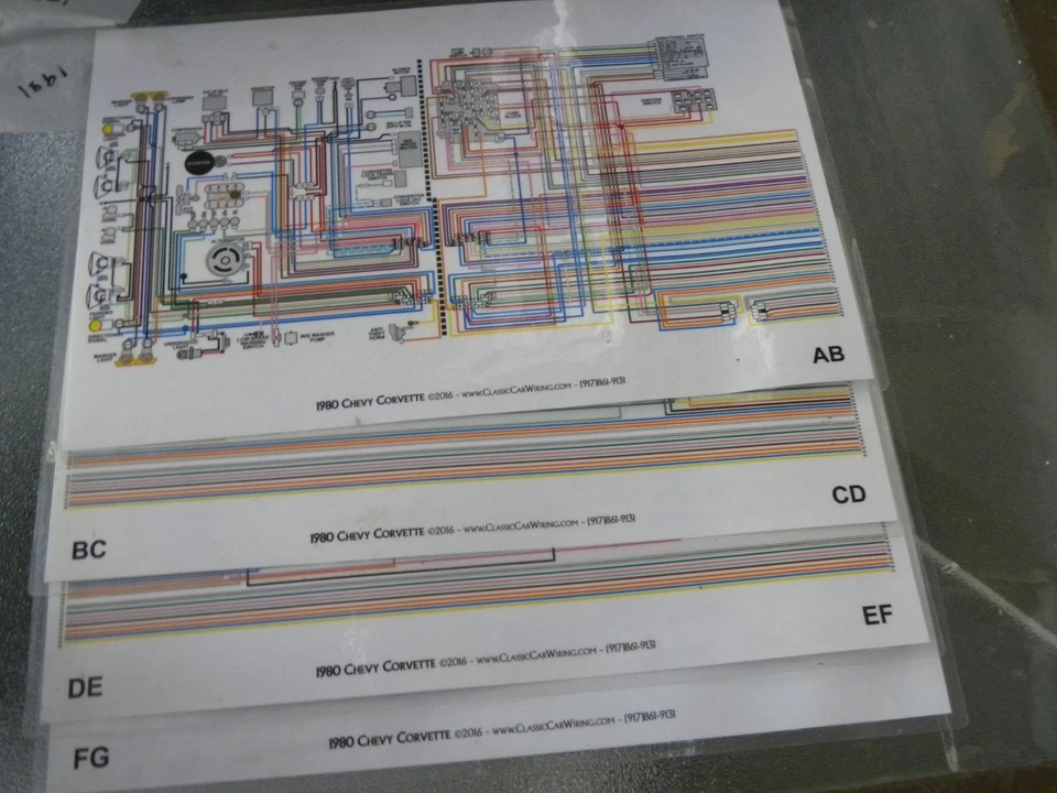 Corvette 1980 chasis laminado arnés de cableado diagrama Foto 1 de 1