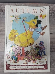 Vintage Milton Bradley Sesame Street Muppets Autumn Raking Leaves 60pc Puzzle - Picture 1 of 11