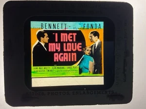 Diapositiva de vidrio Magic Lantern ~ Met My Love Again ~ Henry Fonda ~ Película de 1938 - Imagen 1 de 3