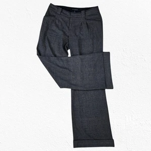 Banana Republic Dark Gray Houndstooth Plaid Mid Rise Wide Leg Trousers Size 10 - Picture 1 of 10