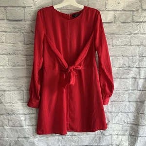 GEBRAUCHTES HOUSE OF HARLOW 1960 X REVOLVE COLLAB ROTES SATIN-KLEID ZUM BINDEN MEDIUM M - Bild 1 von 8