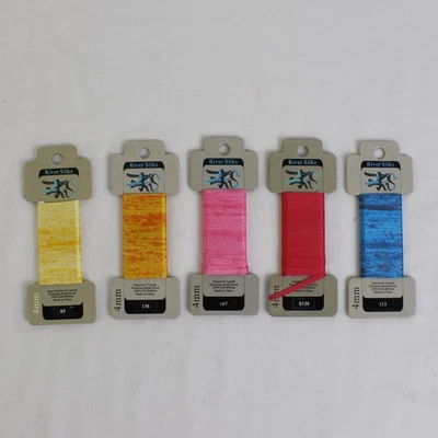 Lote de 5 CINTAS DE SEDA 100% NUEVAS, 4mm cada una, colores surtidos  Foto 1 de 4