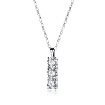 Ожерелье с круглой подвеской из муассанита 5 мм серебро 925 пробы цепочка прощальный подарок - Изображение 1 из 4