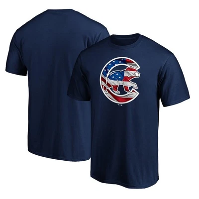 Men's Navy Chicago Cubs Team Banner Wave T-Shirt - Image 1 of 3
