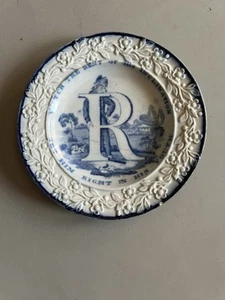 Antique English Nursery Plate, “Set Him Right” C1840 - Picture 1 of 2