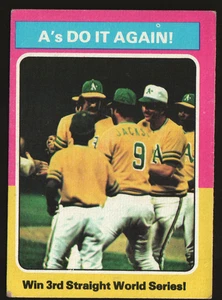 1975 Topps Baseball #466 - A's Do It Again! WS - Oakland Athletics  75-049 - Picture 1 of 2