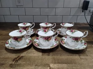 Royal Albert Old Country Roses Bone China Tea Cups And Saucers, Set of 6 EUC - Picture 1 of 8